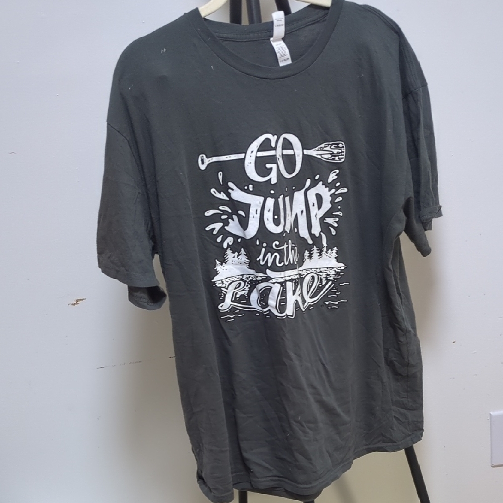 Dark Gray Graphic Tee with White‎ Print